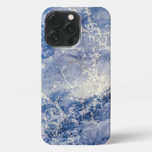 Funda Para iPhone Mármol azul de la marina (Reverso)