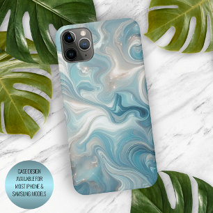 Funda Para iPhone 16 Pro Max Mármol azul turquesa verde azulado blanco plateado
