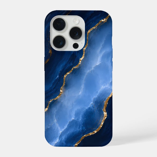 Funda Para iPhone Mármol Azul Zafiro de Lujo (Reverso )
