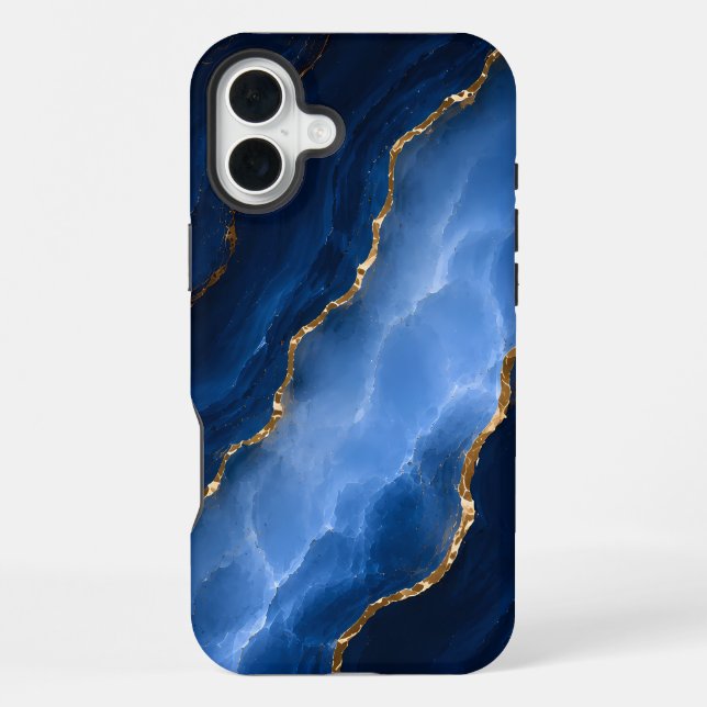 Funda Para iPhone Mármol Azul Zafiro de Lujo (Reverso )