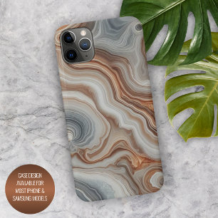 Funda Para iPhone 16 Pro Max Mármol beige ámbar gris cuarzo ágata patrón elegan