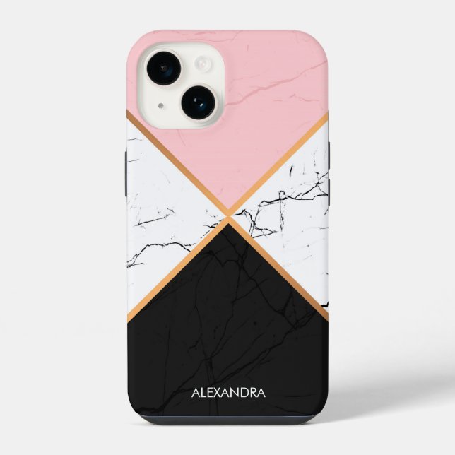 Funda Para iPhone Mármol Blanco Con Líneas Doradas (Reverso )