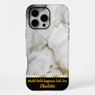 Funda Para iPhone 16 Pro Max Mármol blanco con venas de oro finas