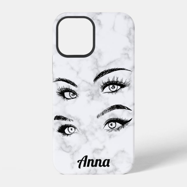 Funda Para iPhone Mármol blanco Cool Trendy, ojos (Reverso )