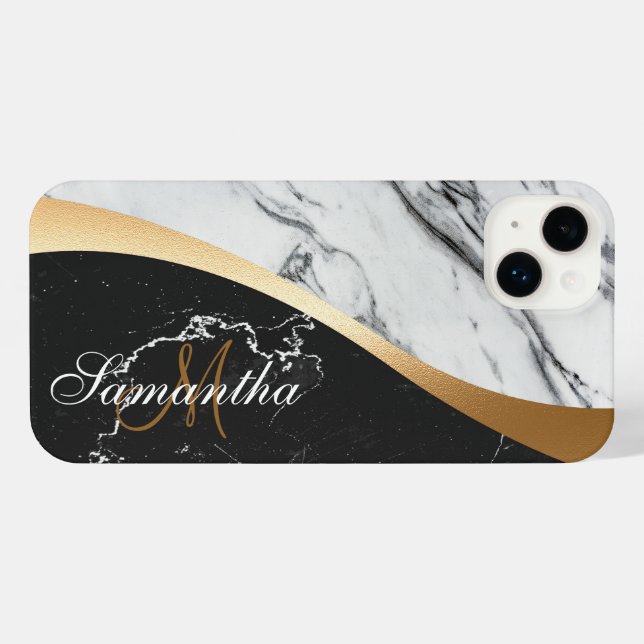 Funda Para iPhone Mármol blanco y negro (Reverso Horizontal)