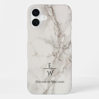 Funda Para iPhone 16 Plus Mármol blanco y negro polvoriento con brillo perso