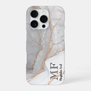 Funda Para iPhone 16 Pro Mármol Brillante Dorado Blanco Gris Personalizable