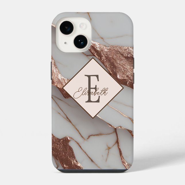 Funda Para iPhone Mármol de brillo de cobre de moda (Reverso )