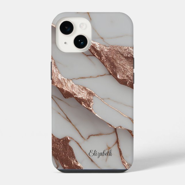 Funda Para iPhone Mármol de brillo de cobre de moda (Reverso )