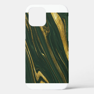 Funda Para iPhone 12 Mármol de ónix verde lujoso: mármol dorado.