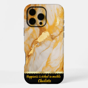Funda Para iPhone 16 Pro Max Mármol elegante con venas doradas y tonos cálidos
