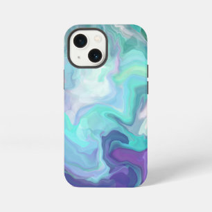 Funda Para iPhone 13 Mini Mármol Falso Abstracto Morado y Azul