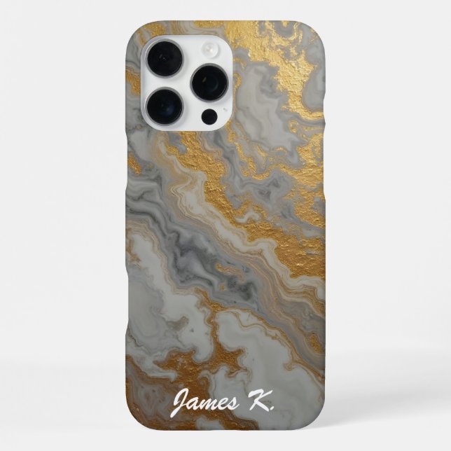 Funda Para iPhone Mármol gris con oro (Reverso )