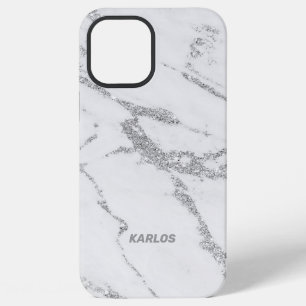 Funda Para iPhone 12 Pro Max Mármol gris de imitación con venas purpurinas de i