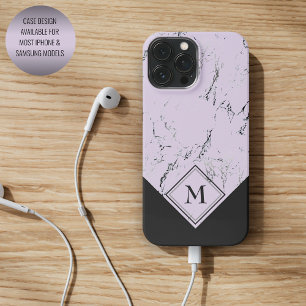 Funda Para iPhone 16 Pro Max Mármol gris negro personalizado sobre lavanda viol