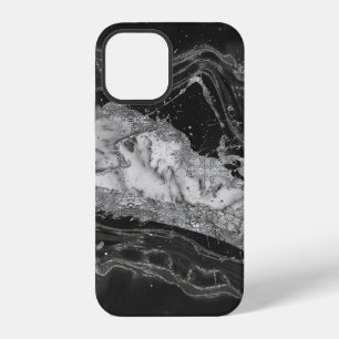 Funda Para iPhone 12 Mármol gris y blanco y abstracto plateado