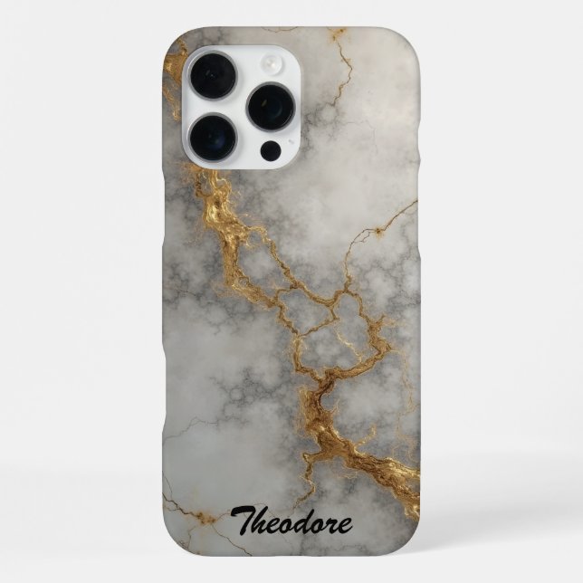 Funda Para iPhone Mármol gris y oro (Reverso )