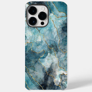 Funda Para iPhone 14 Pro Max Mármol ilustrado de oro azul
