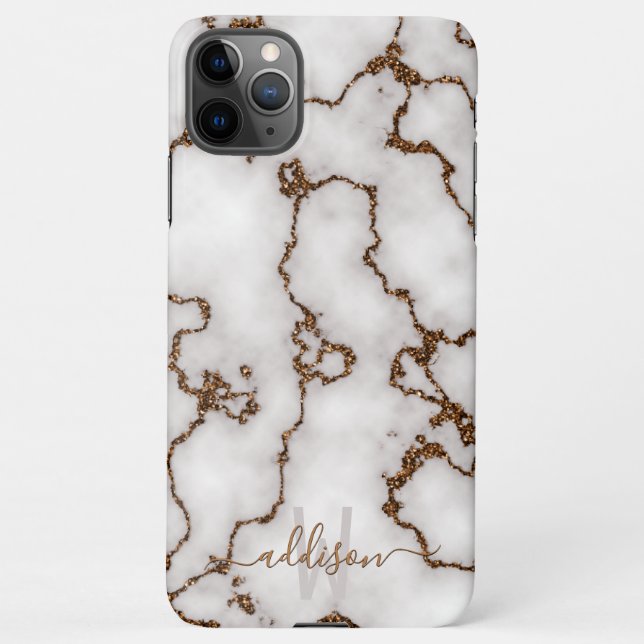 Funda Para iPhone Mármol metálico de bronce (Reverso)