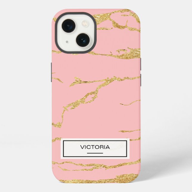 Funda Para iPhone Mármol moderno con falso oro (Reverso )