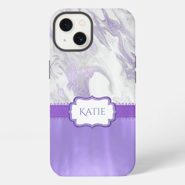 Funda Para iPhone Mármol morado y blanco (Reverso )