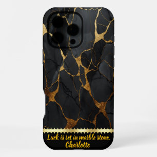 Funda Para iPhone 16 Pro Max Mármol negro con venas doradas