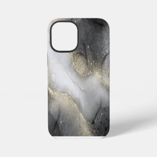 Funda Para iPhone 12 Mini Mármol negro y dorado abstracto