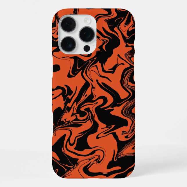 Funda Para iPhone mármol negro y naranja (Reverso )