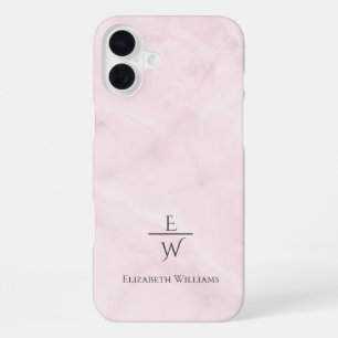 Funda Para iPhone 16 Plus Mármol personalizado con brillo rosa polvoriento y