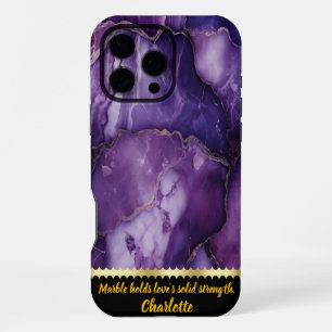 Funda Para iPhone 16 Pro Max Mármol púrpura con vendaje intrincado