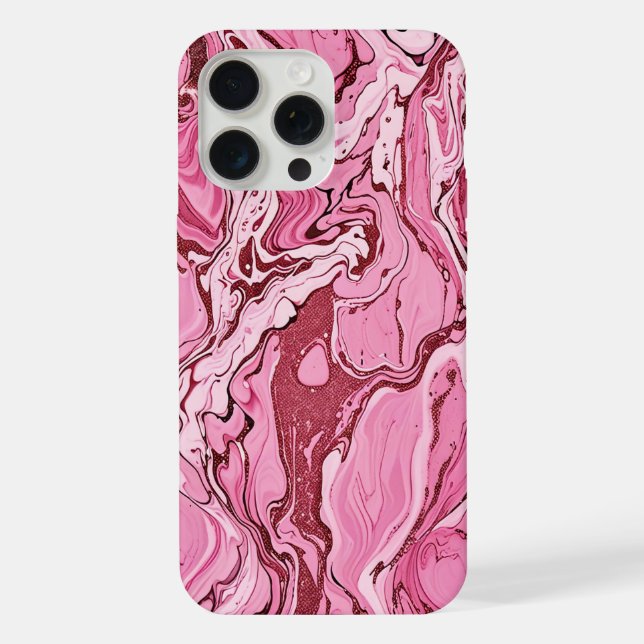 Funda Para iPhone Mármol Purpurina rosado moderno (Reverso )