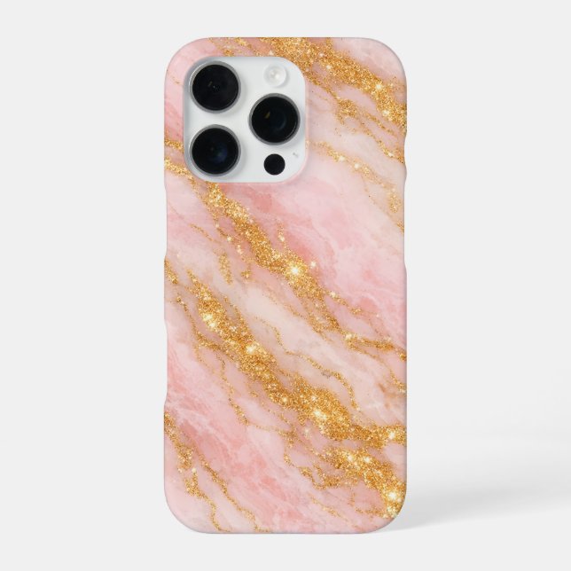 Funda Para iPhone mármol rosa y dorado (Reverso)