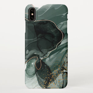Funda Para iPhone XS Max Mármol verde esmeralda y oro, fondo de mármol