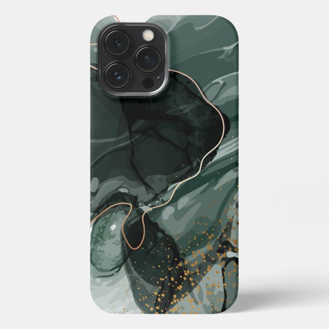 Funda Para iPhone Mármol verde esmeralda y oro, fondo de mármol (Reverso )