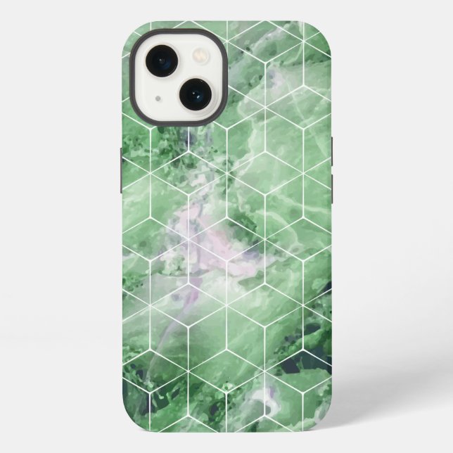 Funda Para iPhone Mármol verde geométrico (Reverso )