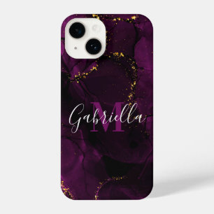 Funda Para iPhone 14 Mármol violeta y dorado