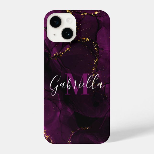 Funda Para iPhone Mármol violeta y dorado (Reverso )