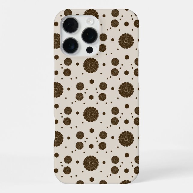 Funda Para iPhone Marrón Oscuro Micro Floral Beige (Reverso )