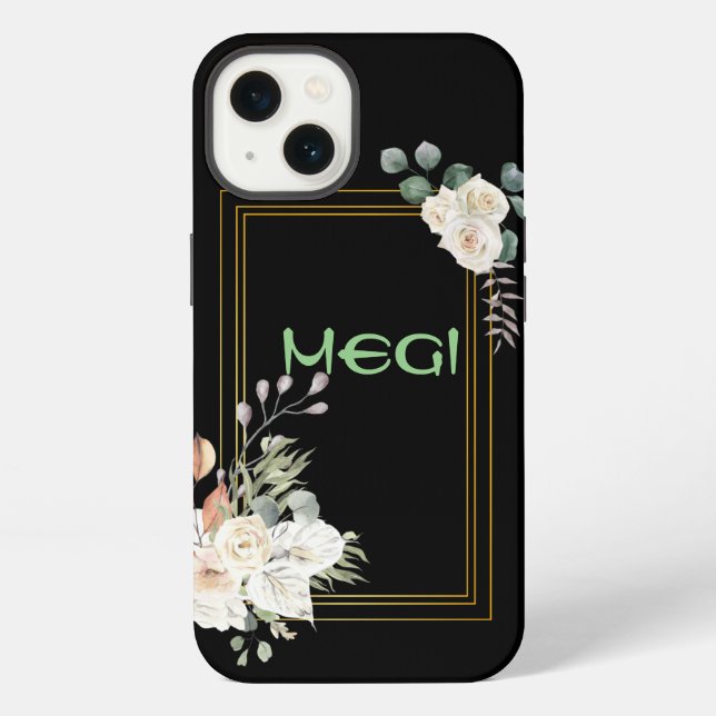 Funda Para iPhone Máscara de flor negra (Reverso )