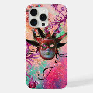 MÁSCARA DE JESTER ROJO NEGRO Monograma Rosa