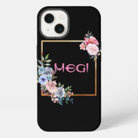 Máscara floral negra con tu CASE de Case-Mate para