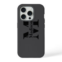 Mate-Funda de monograma mínimo negro moderno
