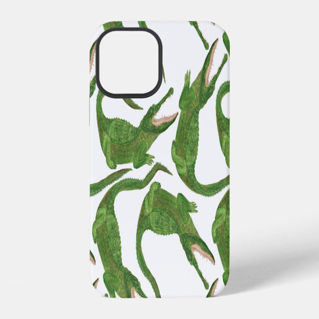 Funda Para iPhone Matriz de Acuarela de Cocodrilo Blanco (Reverso )