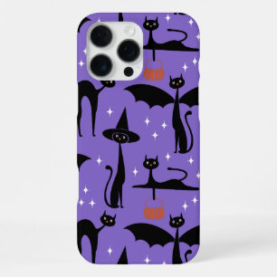Funda Para iPhone 16 Pro Max MCM Disfraz de Halloween Gatos Minimalistas Morado