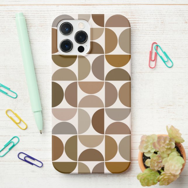 Funda Para iPhone MCM Semicircles Browns+Cream Big Pattern (En el escritorio)