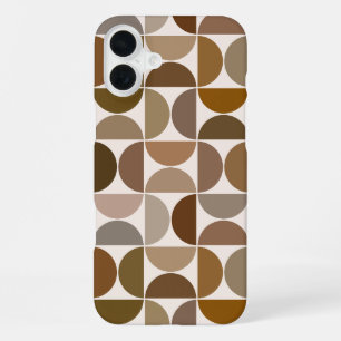 Funda Para iPhone 16 Plus MCM Semicircles Browns+Cream Big Pattern