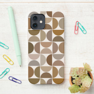 Funda Para iPhone 12 MCM Semicircles Browns+Cream Big Pattern