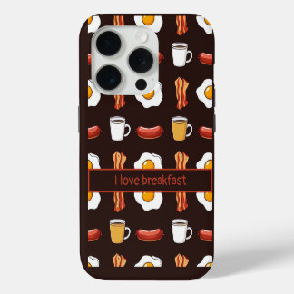 Me encanta el desayuno, Patrón de comida en negro