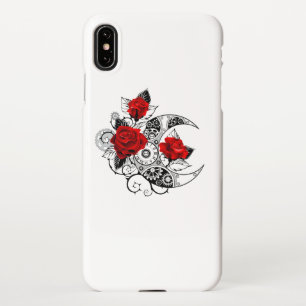 Funda Para iPhone XS Max Media luna mecánica con rosas rojas