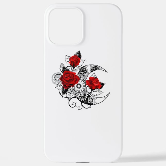Funda Para iPhone Media luna mecánica con rosas rojas (Reverso )